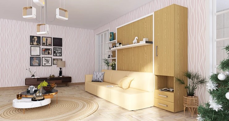 Откидная кровать-трансформер на заказ, купить встраиваемые кровати в шкаф (стену) в Москве