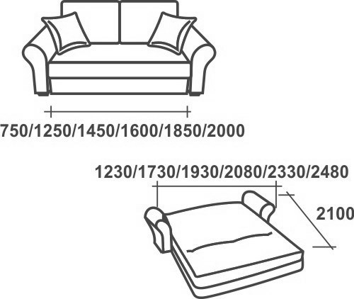 Диван прямой Аккордеон-1, 120 (круглые подлокотники) в Благовещенске - изображение 2