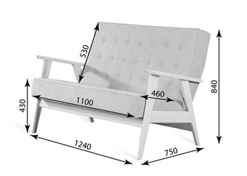 Прямой диван Ретро, двухместный (беленый дуб / RS 29 - бирюзовый) в Благовещенске - предосмотр 3