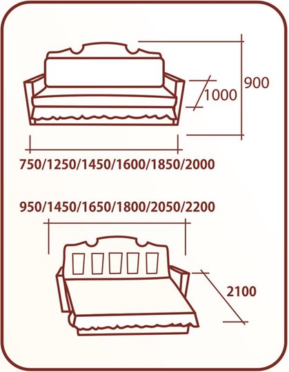 Прямой диван Аккордеон Бук 120, НПБ, Радуга в Благовещенске - изображение 1