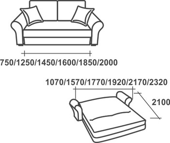 Прямой диван Аккордеон-1, 195 (прямые подлокотники), НПБ в Благовещенске - предосмотр 2
