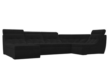 Большой модульный диван Холидей люкс, Черный (велюр) в Благовещенске