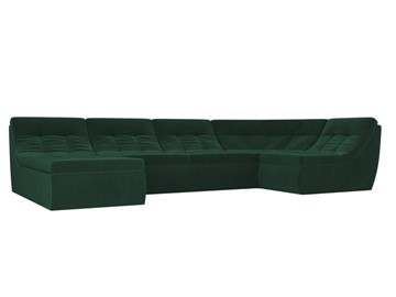 Модульный П-образный диван Холидей, Зеленый (велюр) в Благовещенске