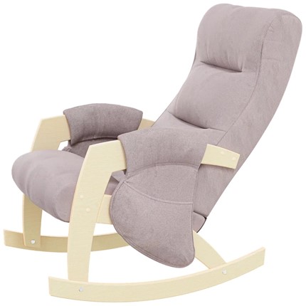 Кресло-качалка ЭЛИТ с карманами Джанни (каркас дуб, сиденье серо-розовое) в Благовещенске - изображение