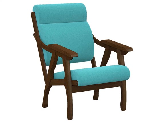 Кресло мягкое Вега 10 ткань бирюза, каркас орех в Благовещенске - изображение