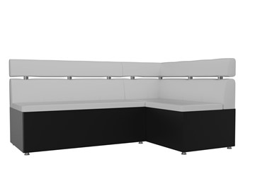 Кухонный прямой диван Классик угловой, Белый/Черный (экокожа) в Благовещенске