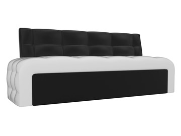Прямой кухонный диван Люксор, Белый/Черный (экокожа) в Благовещенске