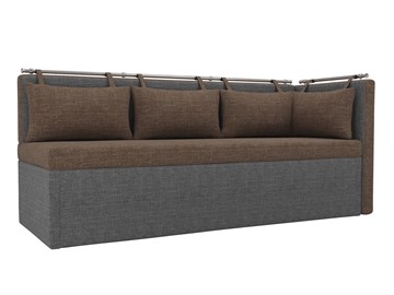 Кухонный диван Метро угловой, Коричневый/Серый (рогожка) в Благовещенске