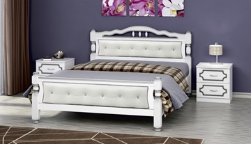 Кровать полуторная Карина-11 (Белый Жемчуг, светлая обивка) 140х200 в Благовещенске