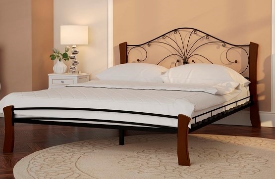 Кровать Фортуна 4 Лайт, 1600, черный/махагон в Благовещенске - изображение
