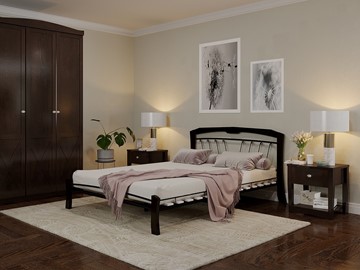 Спальная кровать Муза 4 Лайт, 1600, черный/шоколад в Благовещенске