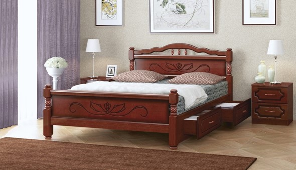Кровать с выкатными ящиками Карина-5 (Орех) 140х200 в Благовещенске - изображение