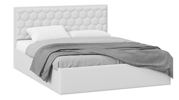 Спальная кровать с подъемным механизмом Порто (Экокожа белая Polo) без заглушины в Благовещенске