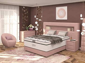Кровать двуспальная Smart/Podium M 160х200, Флок (Велсофт Винтажный розовый) в Благовещенске