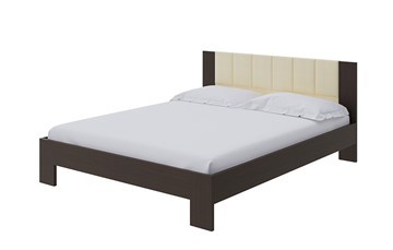 Двуспальная кровать Soft 1, 160х200, ЛДСП Венге+экокожа (Дуб Венге/Athens Светло-бежевый) в Благовещенске
