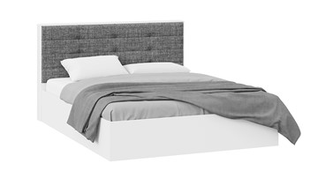 Кровать в спальню с подъемным механизмом Тесса (Белый Жемчуг/Рогожка серая) в Благовещенске