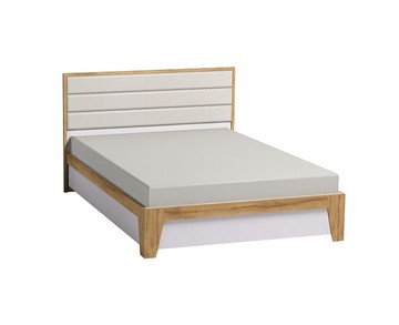 Кровать Айрис 307 1600 с гибкими ламелями металл, Белый-Дуб золотистый в Благовещенске