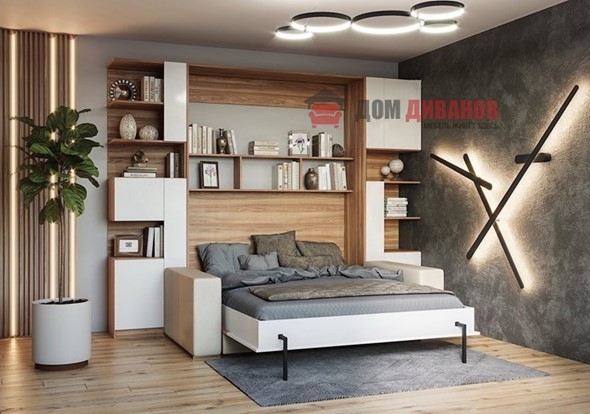 Кровать-шкаф с диваном Дина, 1400х2000 в Благовещенске - изображение