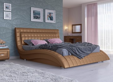 Двуспальная кровать с механизмом Атлантико 200x200, Экокожа (Бронзовый перламутр) в Благовещенске