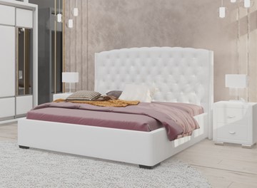 Двуспальная кровать Dario Slim 160x200, Экокожа (Белый) в Благовещенске