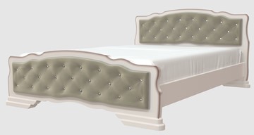 Спальная кровать Карина-10 (Дуб Молочный, светлая обивка) 140х200 в Благовещенске