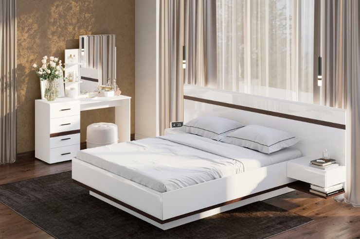 Гарнитур спальный Соло, белый/белый глянец/венге в Благовещенске - изображение