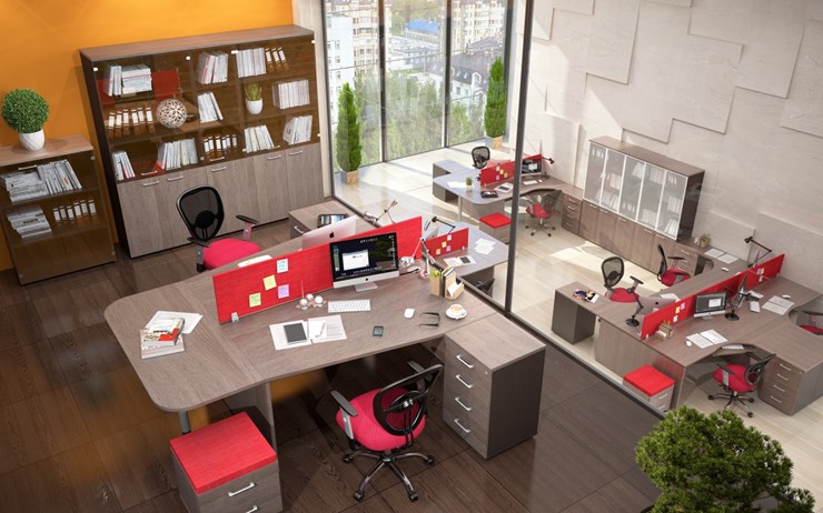 Офисный набор мебели Xten с большим шкафом для документов для 2 сотрудников в Благовещенске - изображение 3