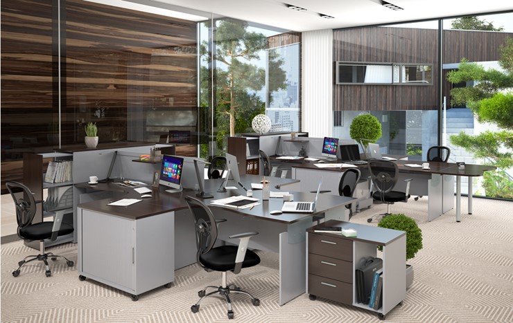 Офисный комплект мебели OFFIX-NEW для двух сотрудников и руководителя в Благовещенске - изображение 1