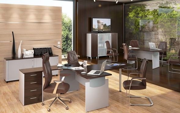 Офисный комплект мебели OFFIX-NEW для двух сотрудников и руководителя в Благовещенске - изображение