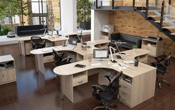 Набор мебели в офис SIMPLE с эргономичными столами и тумбами в Благовещенске - предосмотр