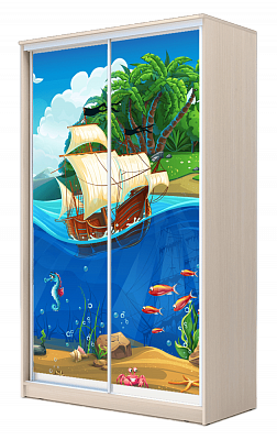 Детский шкаф-купе ХИТ 23-4-17-77-12, Корабль, дуб млечный в Благовещенске - изображение
