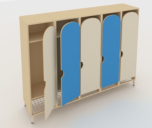 Распашной детский шкаф ШГС5 Беж + Синий в Благовещенске - изображение