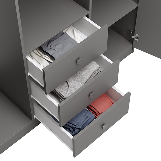 Шкаф с ящиками трехсекционный POLINI Kids Simple Серый в Благовещенске - изображение 2