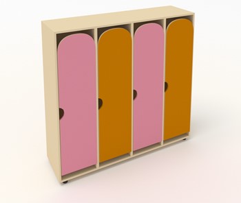 Распашной детский шкаф ШГ4У Беж+Оранжевый+Розовый в Благовещенске