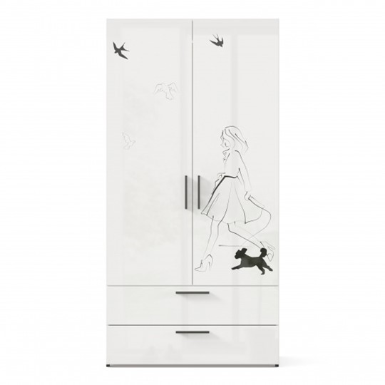 2-створчатый шкаф комбинированный Джоли ЛД 535.040, Серый шелк в Благовещенске - изображение 1