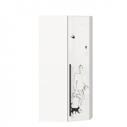 Угловой распашной шкаф Джоли 45 ЛД 535.030, Серый шелк в Благовещенске - изображение
