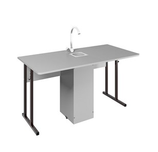 Детский стол 2-местный для кабинета химии Стандарт 7, Пластик Серый/Коричневый в Благовещенске