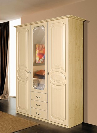 Шкаф Ивушка-5 3-х створчатый с ящиками, цвет Дуб беленый в Благовещенске - изображение