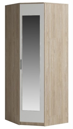 Распашной шкаф угловой Светлана, с зеркалом, белый/дуб сонома в Благовещенске - изображение