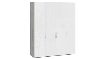 Шкаф для одежды Эмбер СМ-348.07.011 (Дуб Гамильтон/Белый глянец) в Благовещенске