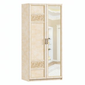 Шкаф 2х-дверный Александрия с зеркалом ЛД 625.053, Рустика/Кожа Ленто в Благовещенске