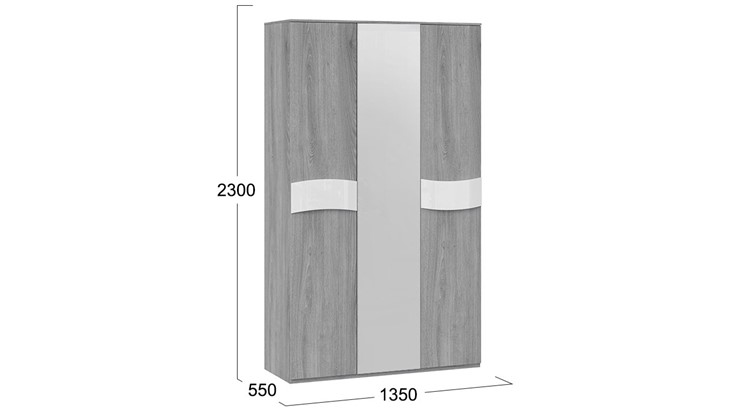 Шкаф с 3 дверями Миранда (Дуб Гамильтон/Белый глянец) в Благовещенске - изображение 1
