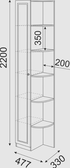 Угловой шкаф-стеллаж Беатрис М13 левый (Орех Гепланкт) в Благовещенске - изображение 3