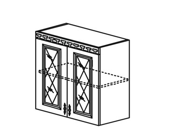 Шкаф кухонный Веста настенный двухдверный с полкой со вставкой из стекла 718*800*323мм в Благовещенске