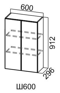 Настенный шкаф Модус, Ш600/912, галифакс в Благовещенске - изображение