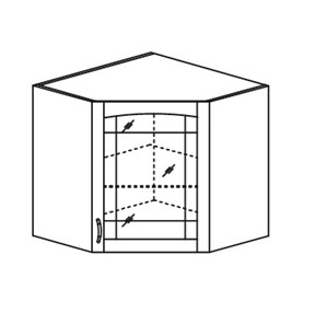 Шкаф кухонный Кантри настенный угловой со вставкой из стекла 718*600*600 мм в Благовещенске