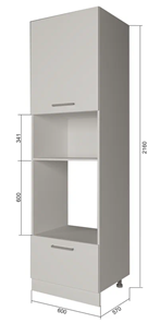 Кухонный шкаф-пенал П7 3, Серый/Белый в Благовещенске