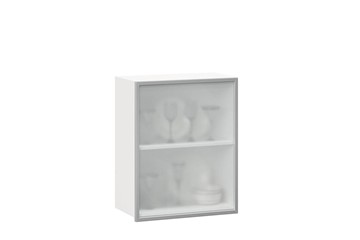 Шкаф на кухню 600, Шервуд, со стеклом правый, ЛД 281.352.000.116, белый/серый в Благовещенске