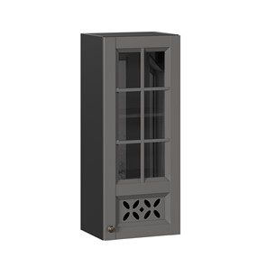 Шкаф настенный Амели-3 400 высокий со стеклом ЛД 299.420.000.042, Черный/Оникс серый в Благовещенске