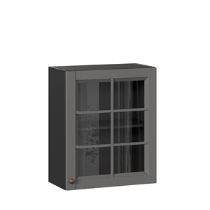 Шкаф настенный Амели-3 600 со стеклом ЛД 299.350.000.032, Черный/Оникс серый в Благовещенске